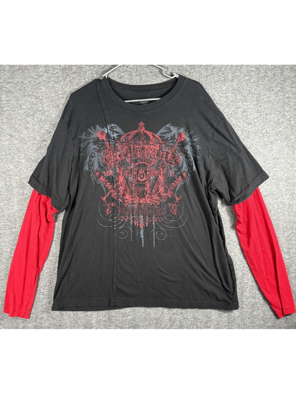 VTG Y2K No Boundaries Affliction Style Long Sleeve Shirt Mens 2XL Knit Thermal
